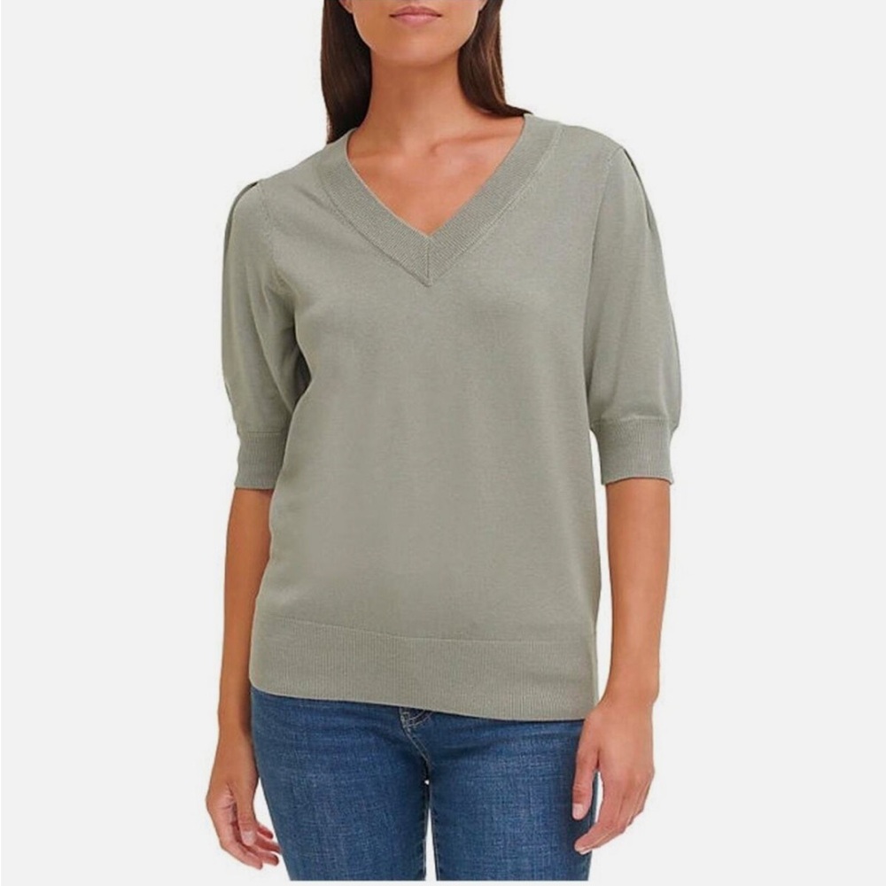 DKNY Sage Green Short Sleeve Sweater